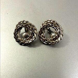 Vintage Marino Silver Twisted Knot Clip Earrings